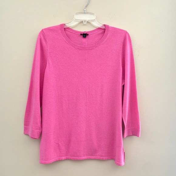 Ann Taylor Sweaters - Ann Taylor crewneck pink button back light sweater. Size L